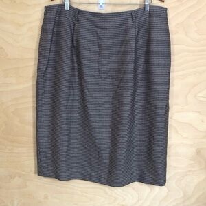 breckenridge Brown Tailored Pencil Skirt 100% Wool Size 18.